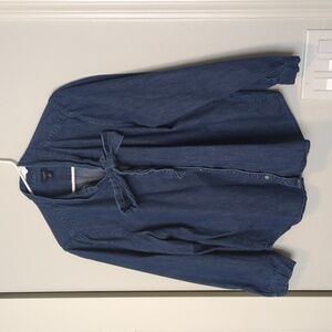 J. Crew Indigo Bow-Tie Denim Blouse
